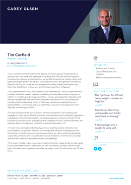 Tim Corfield Partner, Guernsey