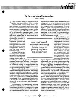 Orthodox Non-Conformism Steven Greenberg