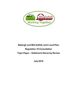 Topic Paper – Settlement Hierarchy Review