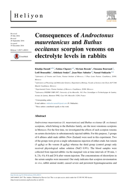 Consequences of Androctonus Mauretanicus and Buthus Occitanus