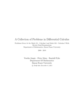 A Collection of Problems in Differential Calculus