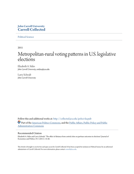 Metropolitan-Rural Voting Patterns in U.S. Legislative Elections Elizabeth A