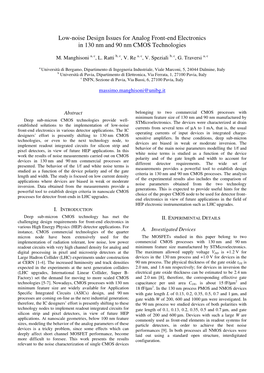 Low-Noise Design Issues for Analog Front-End Electronics in 130 Nm and 90 Nm CMOS Technologies