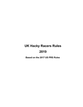 UK Hacky Racers Rules 2019