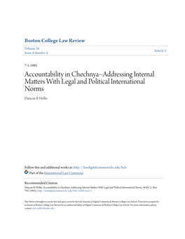 Accountability in Chechnya--Addressing Internal Matters with Legal and Political International Norms Duncan B