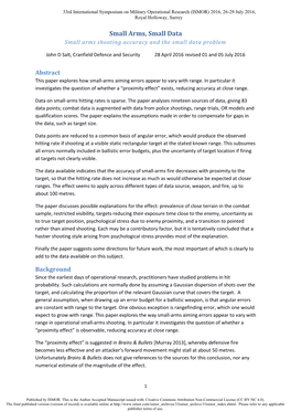 Small Arms, Small Data Small Arms Shooting Accuracy and the Small Data Problem
