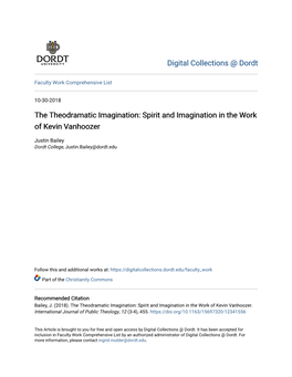 Spirit and Imagination in the Work of Kevin Vanhoozer