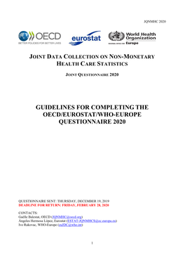 Guidelines for Completing the Oecd/Eurostat/Who-Europe Questionnaire 2020