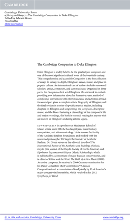 The Cambridge Companion to Duke Ellington Edited by Edward Green Frontmatter More Information