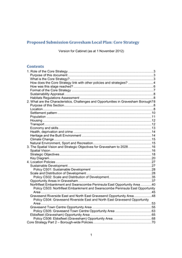 Proposed Submission Gravesham Local Plan: Core Strategy Contents