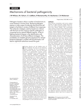 Mechanisms of Bacterial Pathogenicity J W Wilson, M J Schurr, C L Leblanc, R Ramamurthy, K L Buchanan, C a Nickerson