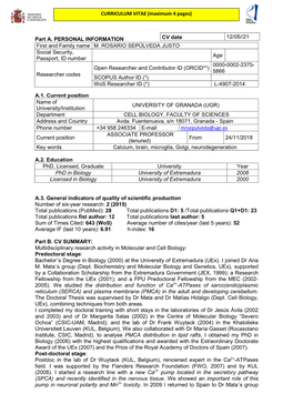 CURRICULUM VITAE (Maximum 4 Pages)