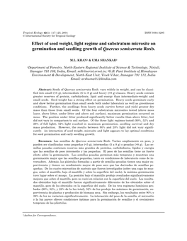 Effect of Seed Weight, Light Regime and Substratum Microsite on Germination and Seedling Growth of Quercus Semiserrata Roxb