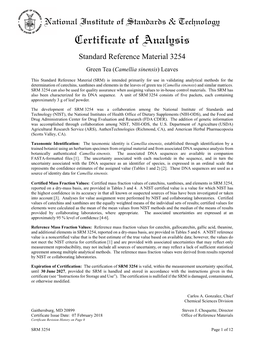 Certificate of Analysis