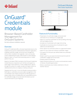 Onguard® Credentials Module