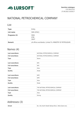 National Petrochemical Company