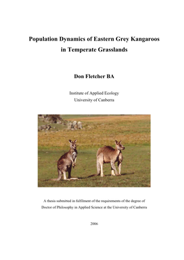 Population Dynamics of Eastern Grey Kangaroos in Temperate Grasslands