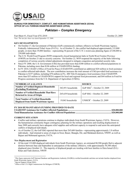 Pakistan Earthquake Fact Sheet #2