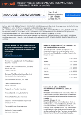 Horario Y Mapa De La Ruta SAN JOSÉ
