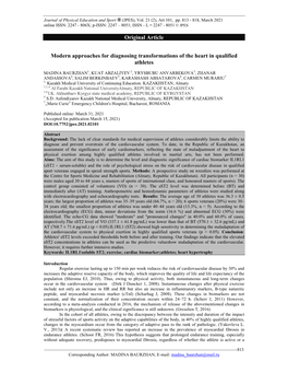 Modern Approaches for Diagnosing Transformations of the Heart in Qualified Athletes