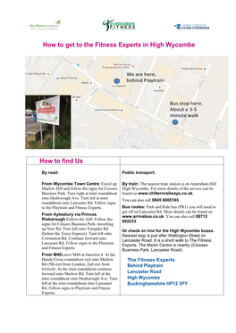 How to Get to the Fitness Experts in High Wycombe How to Find Us