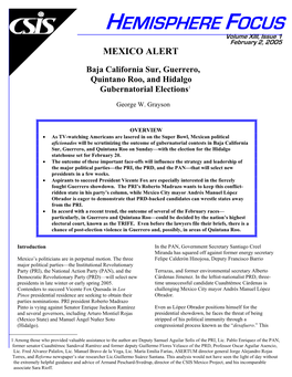 MEXICO ALERT Baja California Sur, Guerrero, Quintano Roo, And