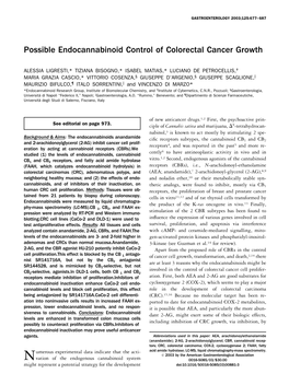 Possible Endocannabinoid Control of Colorectal Cancer Growth