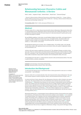 Relationship Between Ulcerative Colitis and Rheumatoid Arthritis: a Review