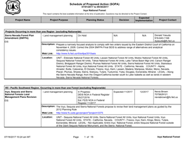 Schedule of Proposed Action (SOPA) 07/01/2017 to 09/30/2017 Inyo National Forest This Report Contains the Best Available Information at the Time of Publication