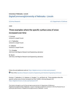 Three Examples Where the Specific Surface Area of Snow Increased Over Time