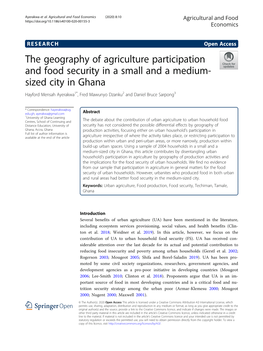 The Geography of Agriculture Participation and Food Security in A