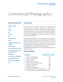 Commercial Photography I