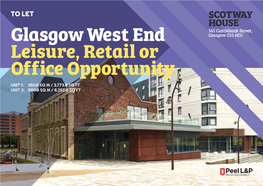 Glasgow West End Leisure,Retail Or Office Opportunity
