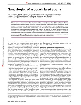 Genealogies of Mouse Inbred Strains