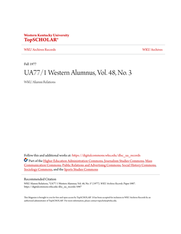 UA77/1 Western Alumnus, Vol. 48, No. 3 WKU Alumni Relations