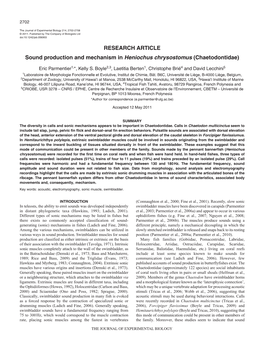 Sound Production and Mechanism in Heniochus Chrysostomus (Chaetodontidae)