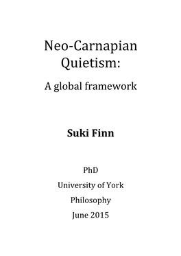 Neo-‐Carnapian Quietism