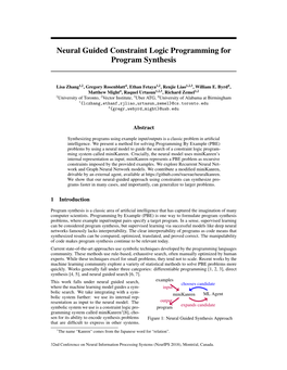 Neural Guided Constraint Logic Programming for Program Synthesis