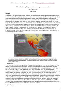 1 Solar Cell Efficiency Divergence Due to Operating Spectrum Variation