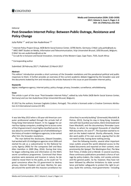 Post-Snowden Internet Policy: Between Public Outrage, Resistance and Policy Change