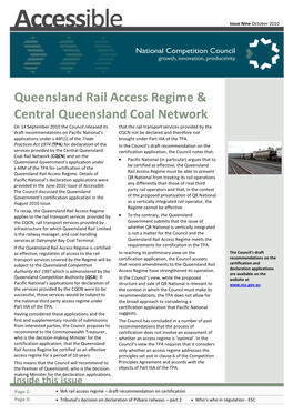 WA Rail Access Regime – Draft Recommendation on Certification Tribunal’S Decision on Declaration of Pilbara Railways – Part 2 Who’S Who in Regulation - ESC