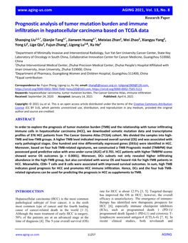 Prognostic Analysis of Tumor Mutation Burden and Immune Infiltration in Hepatocellular Carcinoma Based on TCGA Data