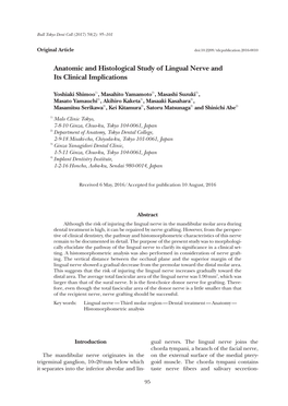 Anatomic and Histological Study of Lingual Nerve and Its Clinical Implications