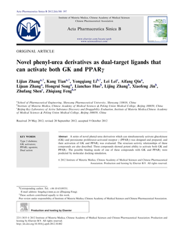 Novel Phenyl-Urea Derivatives As Dual-Target Ligands That Can Activate Both GK and Pparc