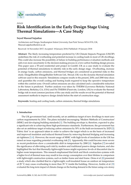 Risk Identification in the Early Design Stage Using Thermal Simulations—A Case Study