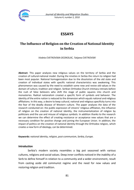 The Influence of Religion on the Creation of National Identity in Serbia