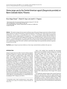 Home-Range Use by the Central American Agouti (Dasyprocta Punctata)On Barro Colorado Island, Panama