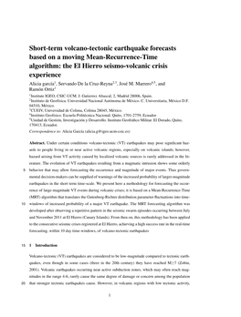 The El Hierro Seismo-Volcanic Crisis Experience Alicia García1, Servando De La Cruz-Reyna2,3, José M