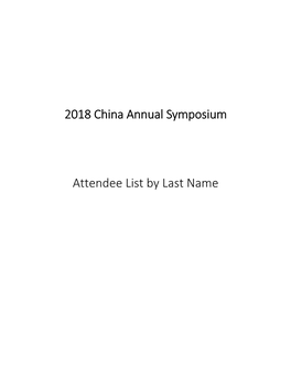 China Symposium Attendee List