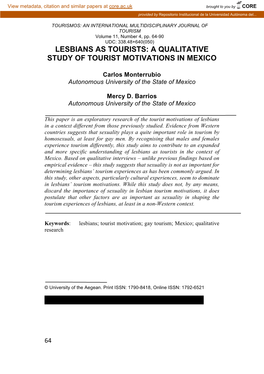 A Qualitative Study of Tourist Motivations in Mexico